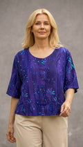 Normal Crazy - Blouse Botton Batik Libelle stip - korte mouw