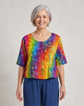 Normal Crazy - Blouse Botton Batik - Regenboog met print