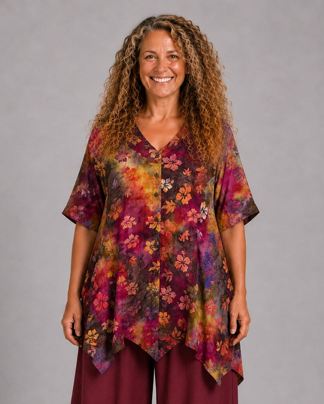 Normal Crazy - blouse Dinie korte mouw - Bloem