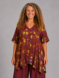 Normal Crazy - blouse Dinie korte mouw - Bordeaux cirkels