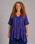 Normal Crazy - blouse Dinie korte mouw - Paars met Libellen