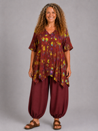 Normal Crazy - blouse Dinie korte mouw - Bordeaux cirkels