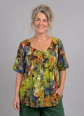 Normal Crazy - Blouse New Moza korte mouw - Batik limegroen