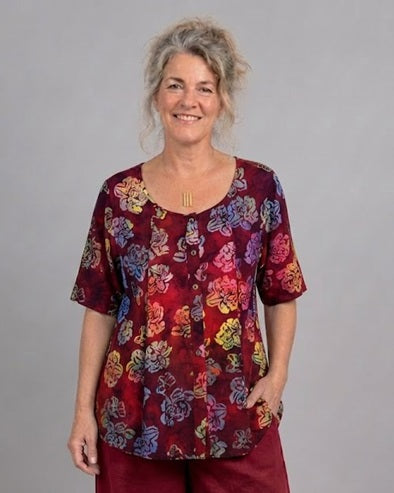 Normal Crazy - Blouse New Moza korte mouw - Batik rozen