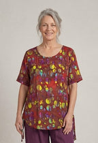 Normal Crazy - Top Nyoman Batik - Bordeaux met circels