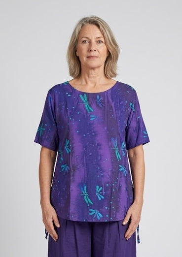 Normal Crazy - Top Nyoman Batik - Paars/turkooise libellen