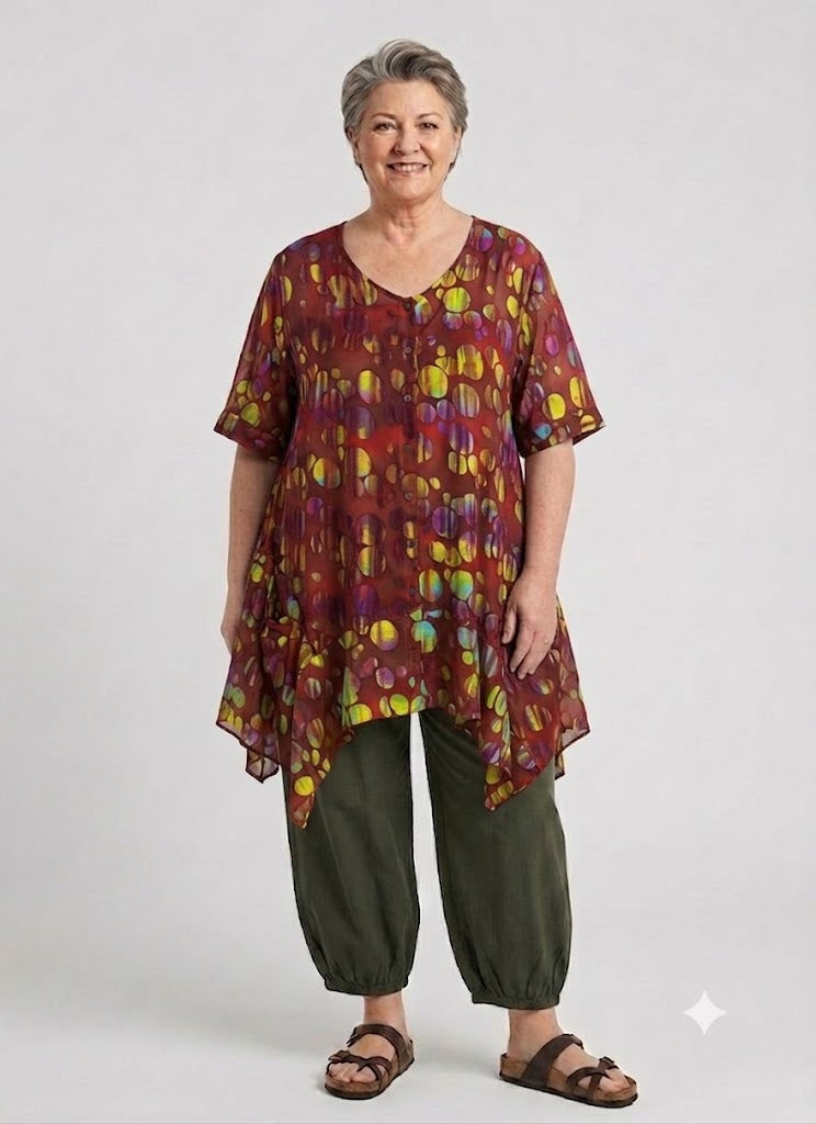 Normal Crazy - Tuniek Peru korte mouw - Bordeaux cirkels