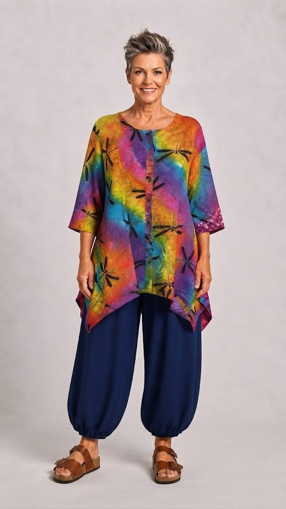 Normal Crazy - Wizard batik - korte mouw - regenboog libellen