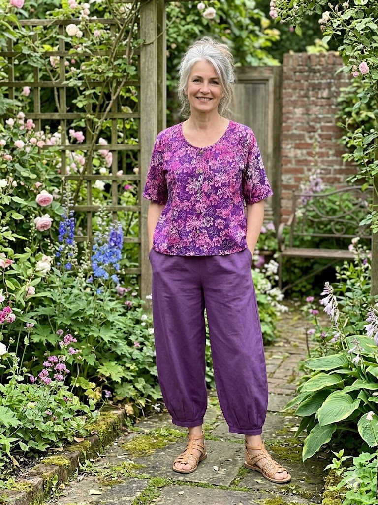Normal Crazy - New Jipsy korte mouw batik(magenta/paars)bloem
