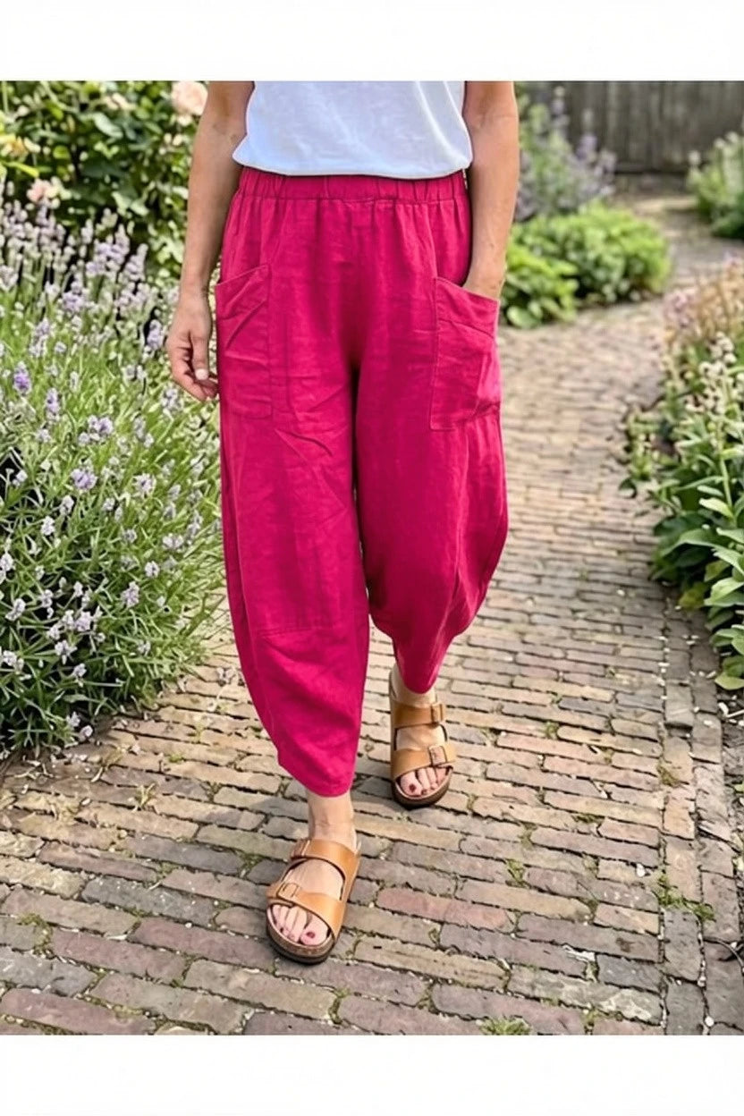 BB Style - 100% Pure linen broek - Magenta