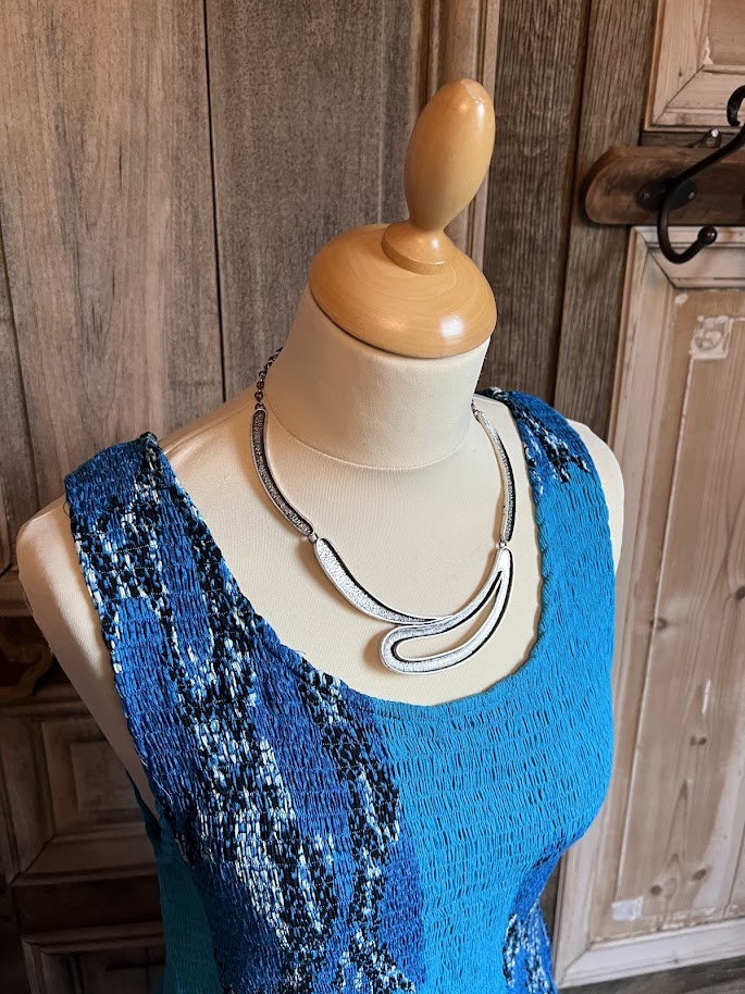 Normal Crazy - Mouwloze Dress Eva met gesmokt lijfje - Helderblauw
