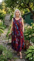 Normal Crazy - Mouwloze  jurk Rose batik - Rood/Paars Libellen