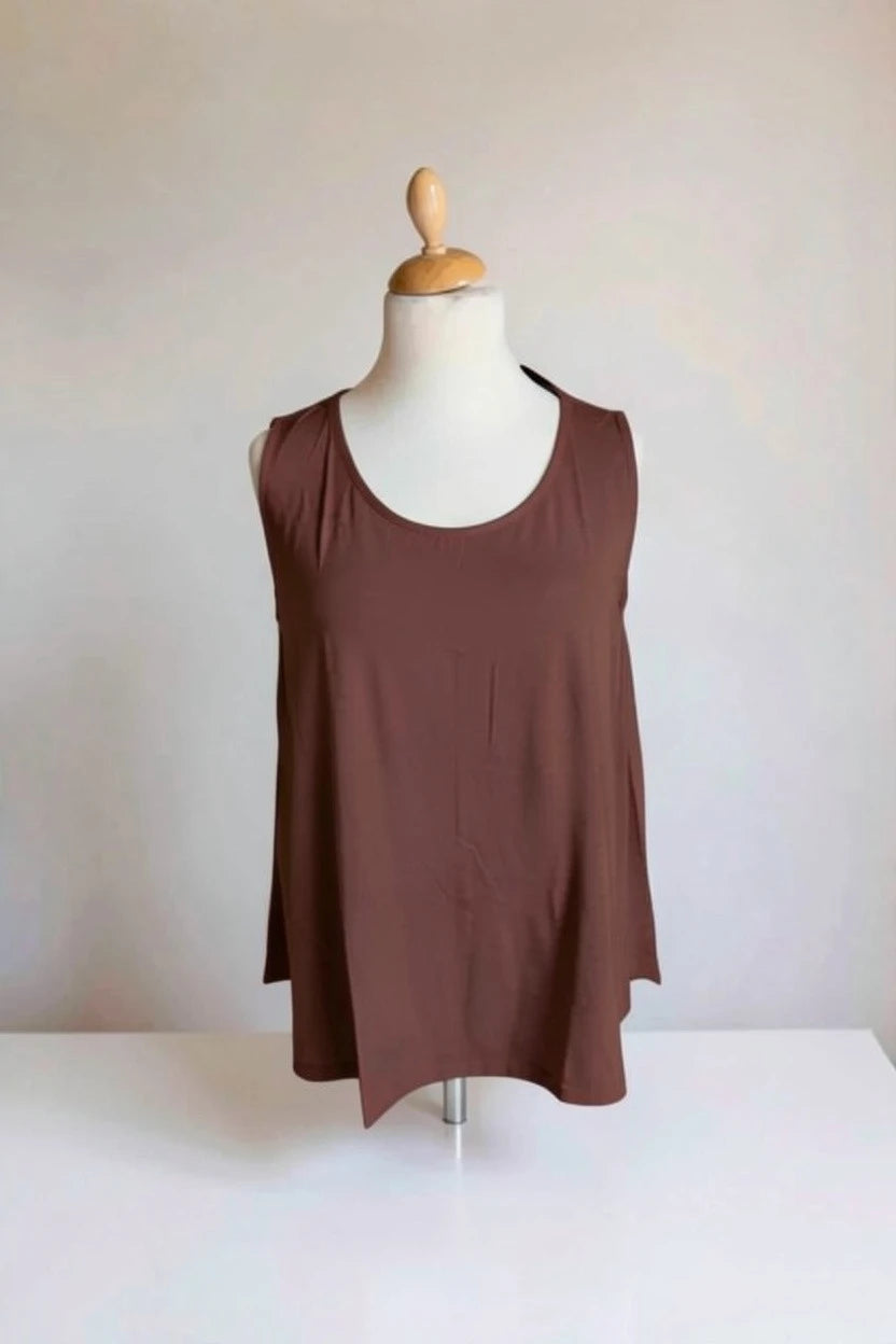 Normal Crazy - Mouwloze Top Aline-10 spandex Chocolate