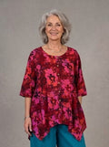 Normal Crazy - Wizard batik - korte mouw - Bloem Magenta