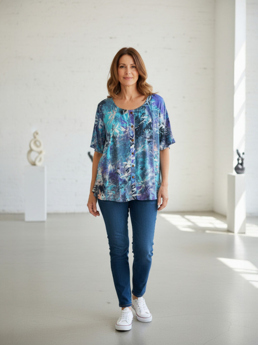 Normal Crazy - Blouse New Moza korte mouw Batik bloem
