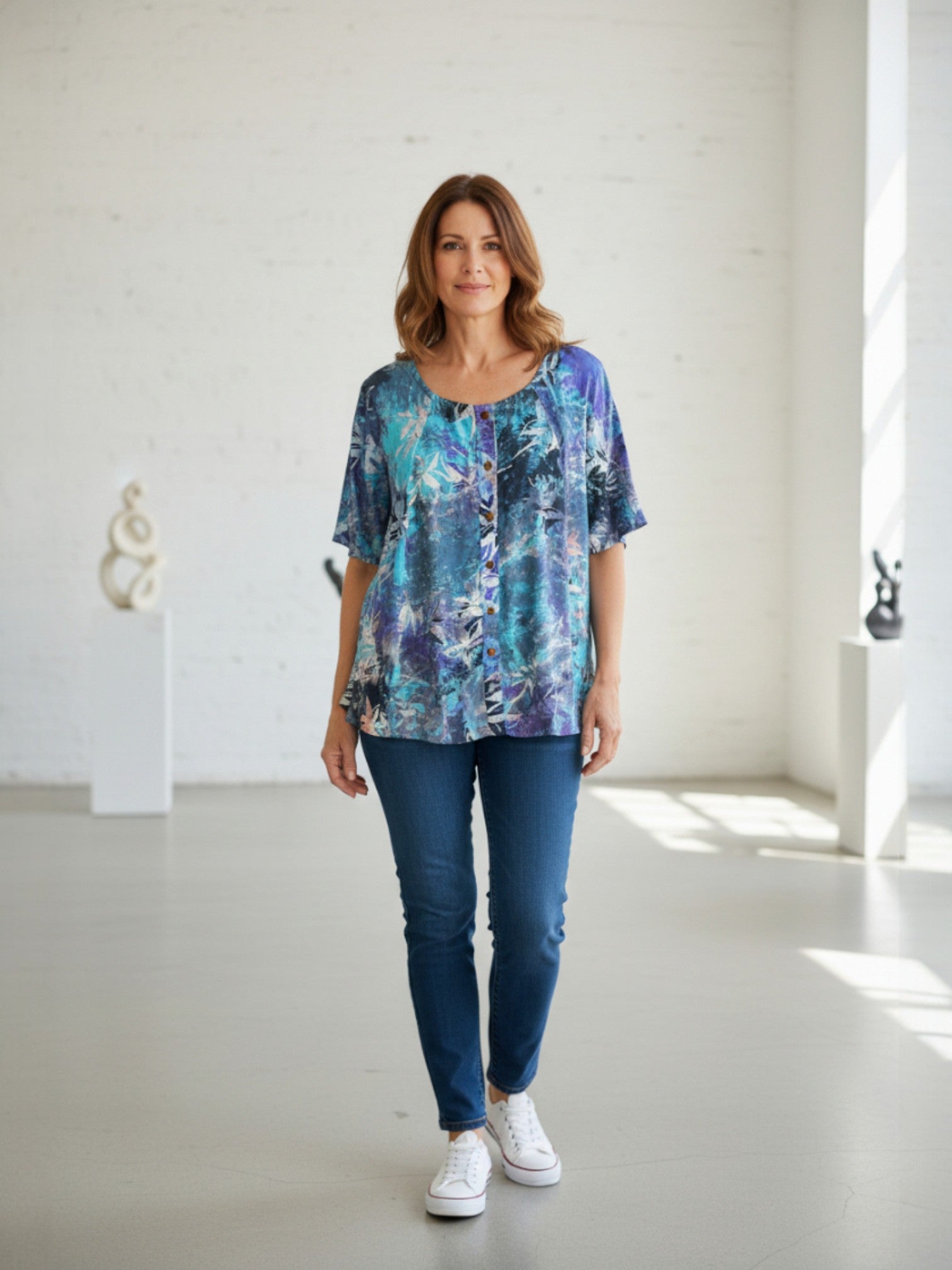 Normal Crazy - Blouse New Moza korte mouw Batik bloem