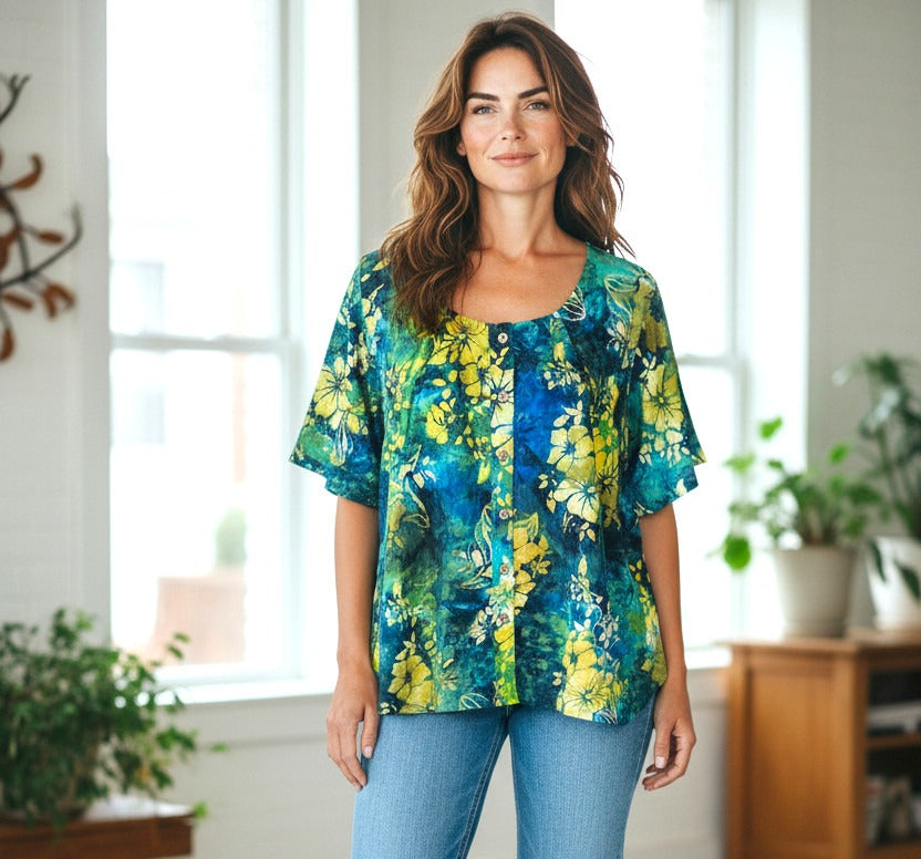 Normal Crazy - Blouse New Moza korte mouw Batik