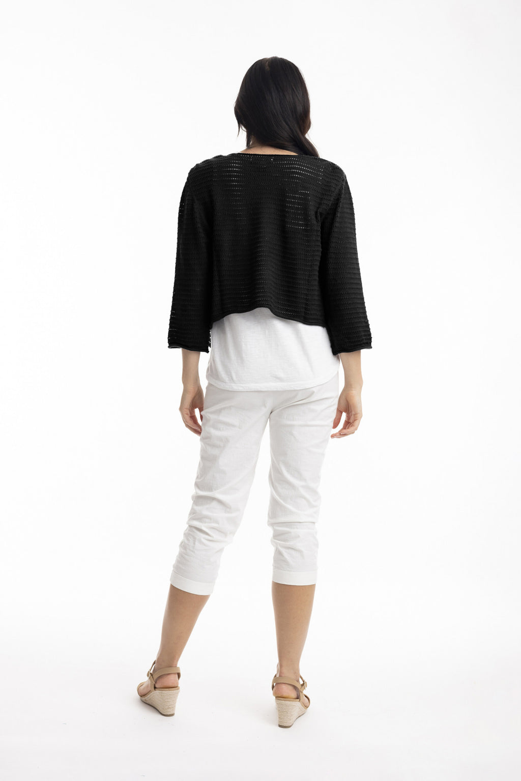 ORIENTIQUE - Bolero vest Tie Shrug - Black