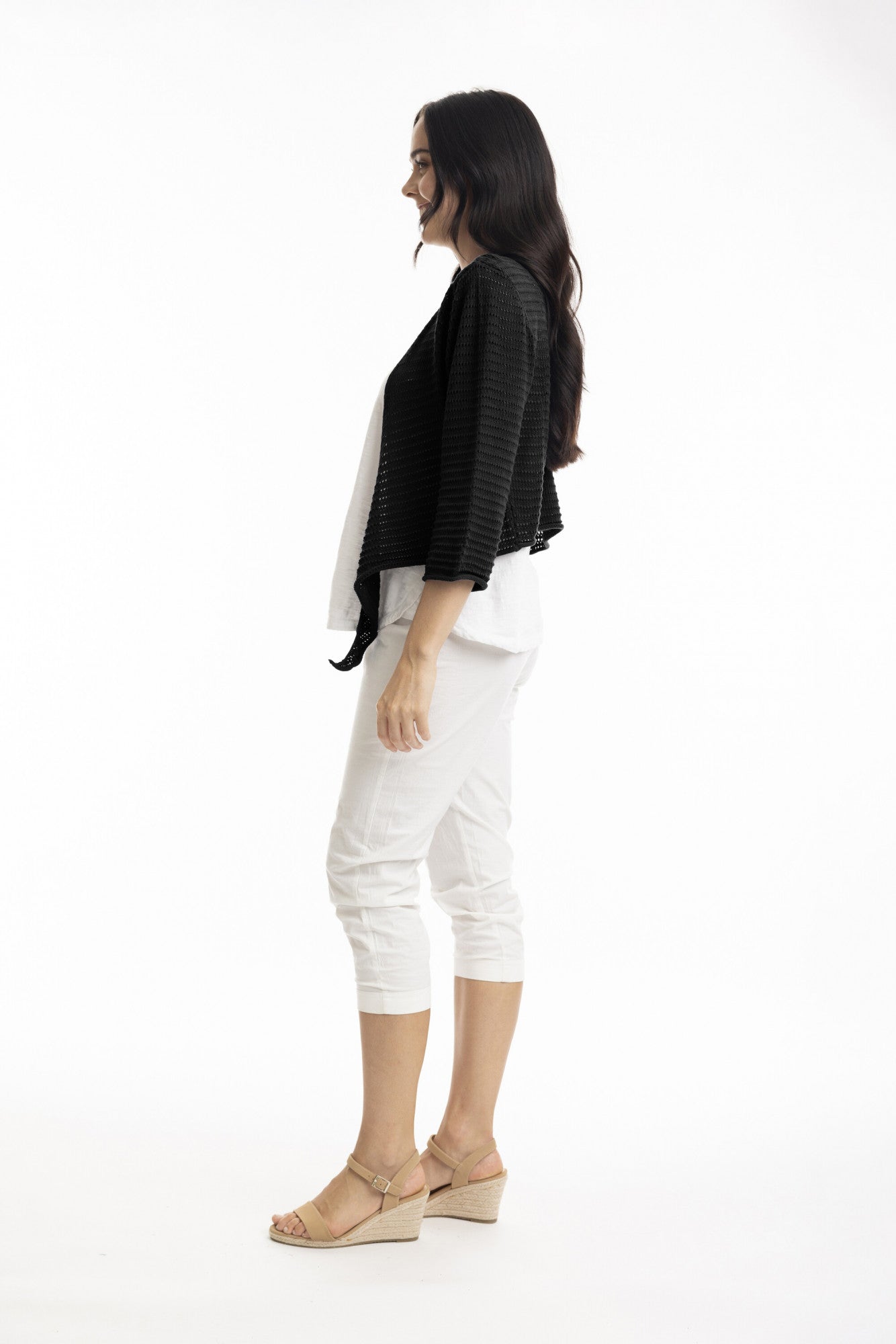 ORIENTIQUE - Bolero vest Tie Shrug - Black