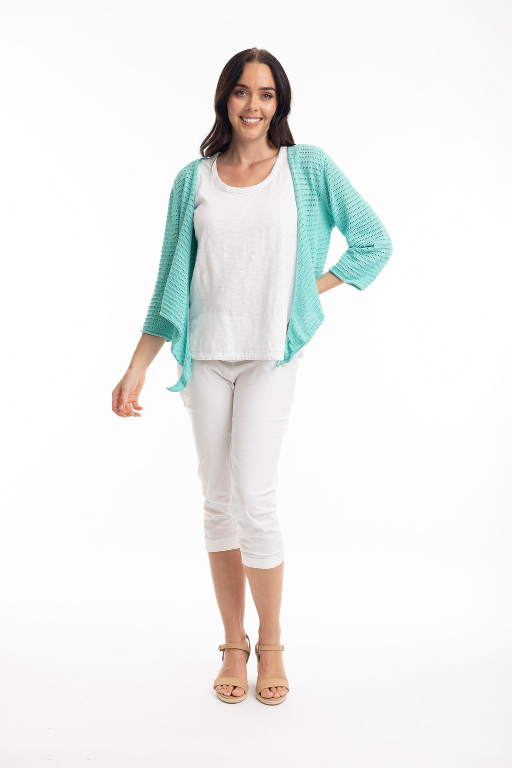ORIENTIQUE - Bolero vest Tie Shrug - Aqua