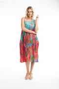 ORIENTIQUE - Mouwloze jurk 21022 - Morocco Red* bloem