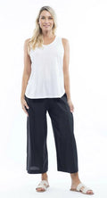ORIENTIQUE - 3/4 linnen broek - zwart - Maat XS