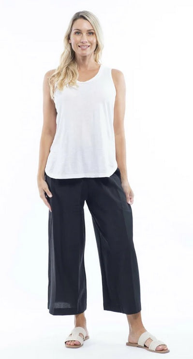 ORIENTIQUE - 3/4 linnen broek - zwart - Maat XS