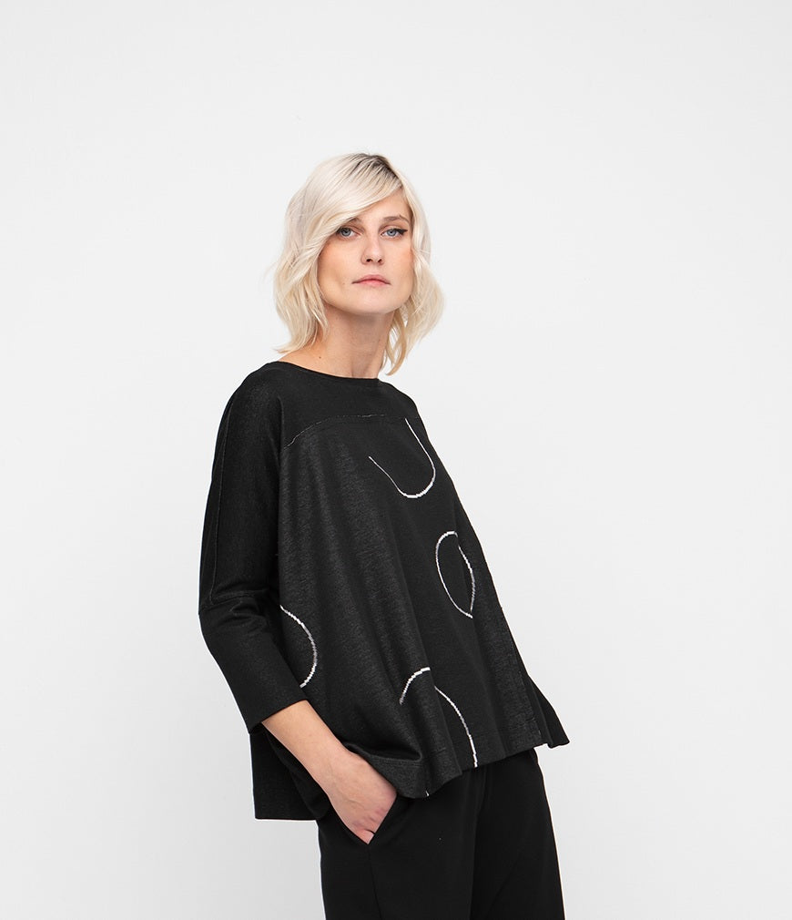 Ozai N Kü - Shirt met circel patroon 766037 - Black