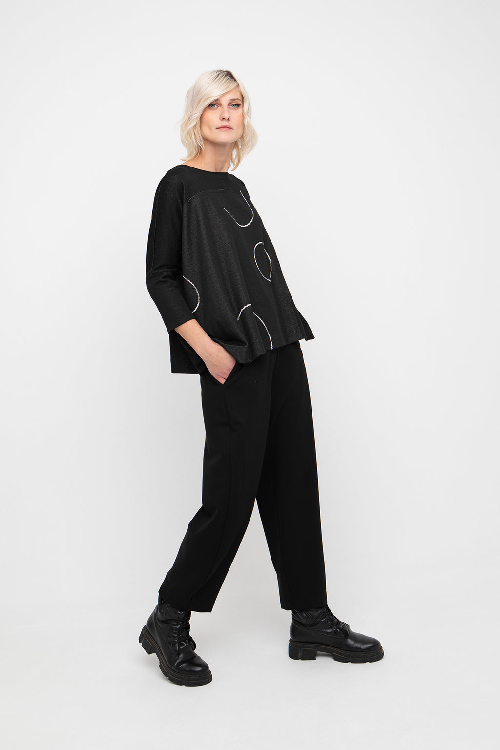 Ozai N Kü - Shirt met circel patroon 766037 - Black
