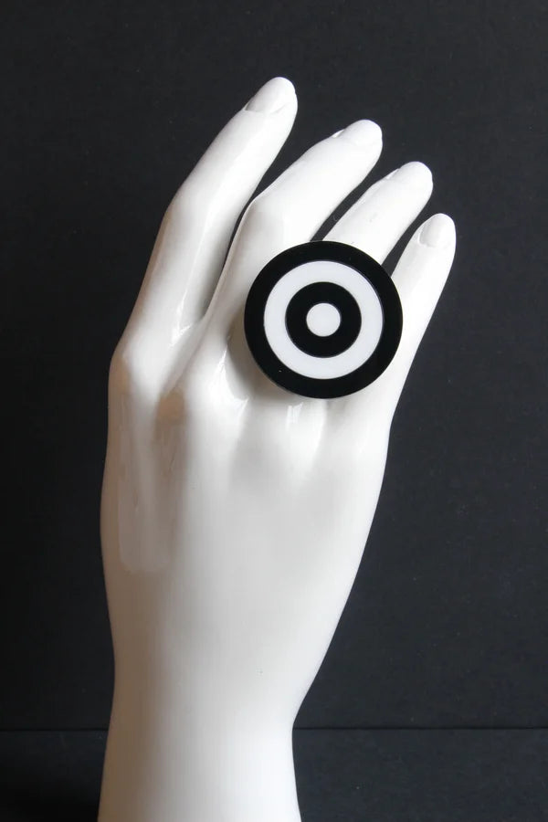 Trijn sieraden - Ring Acrylaat (#R23-102) - Black/white