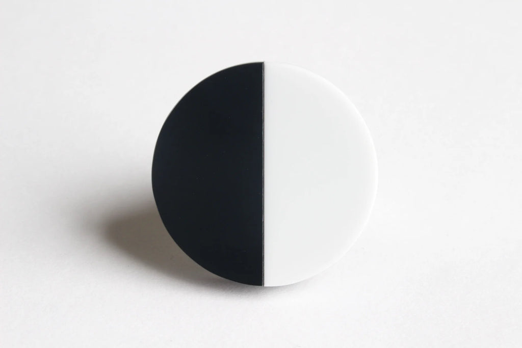 Trijn sieraden - Ring Acrylaat (#R23-99) - Black/white 3,8 cm
