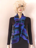 Liz & Joe - Zijden sjaal S 425 ZC - zwart-groen-blauw-paars
