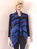 Liz & Joe - Zijden sjaal S 425 ZC - zwart-groen-blauw-paars