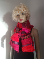 Liz & Joe - Sjaal van gebreide stofjes S 425 M1 - Roze-rood magenta