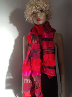 Liz & Joe - Sjaal van gebreide stofjes S 425 M1 - Roze-rood magenta