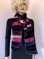 Liz & Joe - Sjaal van zacht stretch fluweel S425N - fuchsia,roze,paars,zwart
