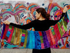 Liz & Joe - Viscose sjaal  - Regenboog-Patchwork - S404 V