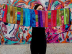 Liz & Joe - Viscose sjaal  - Regenboog-Patchwork - S404 V