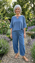 Sinne - Shirt Stonewashed kort - Jeansblauw