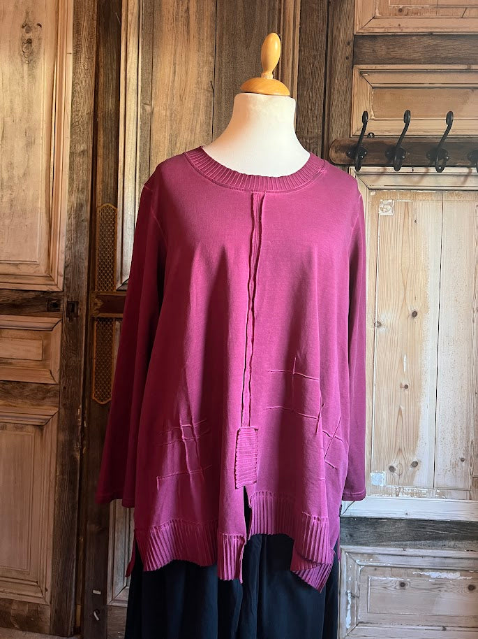 Sinne - Trui ronde gebreide hals - Roze/paars/Magenta