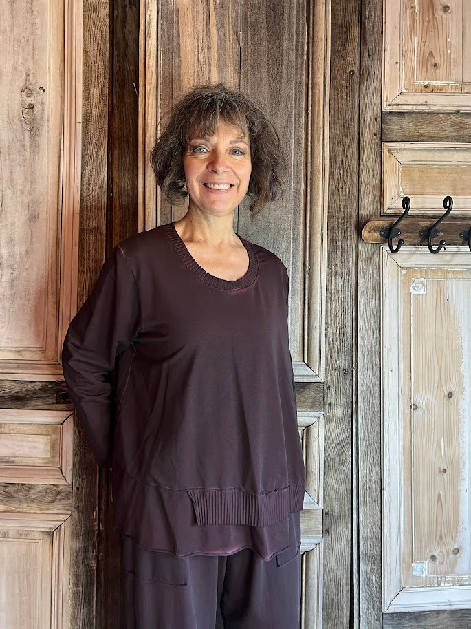 Sinne - Trui ronde gebreide hals - Bruin