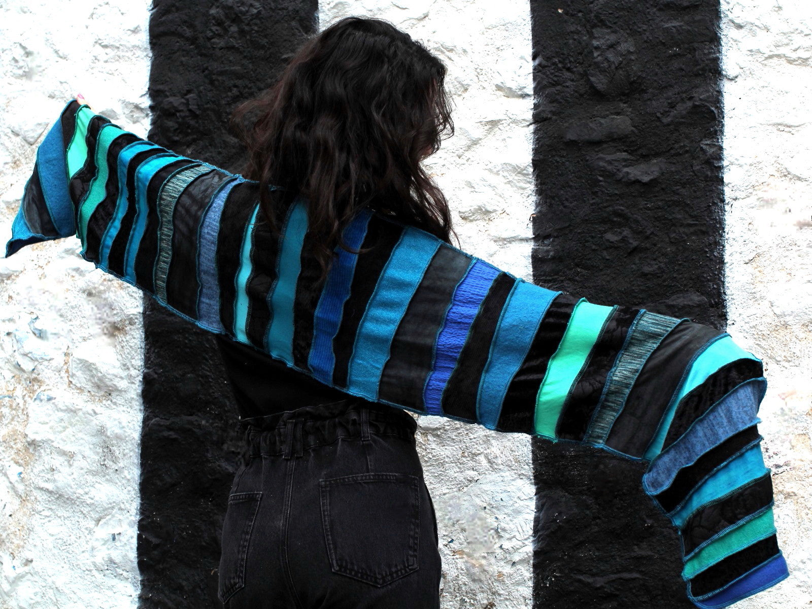 Liz & Joe - Sjaal S 425 M6 - Blauw-groen-zwart