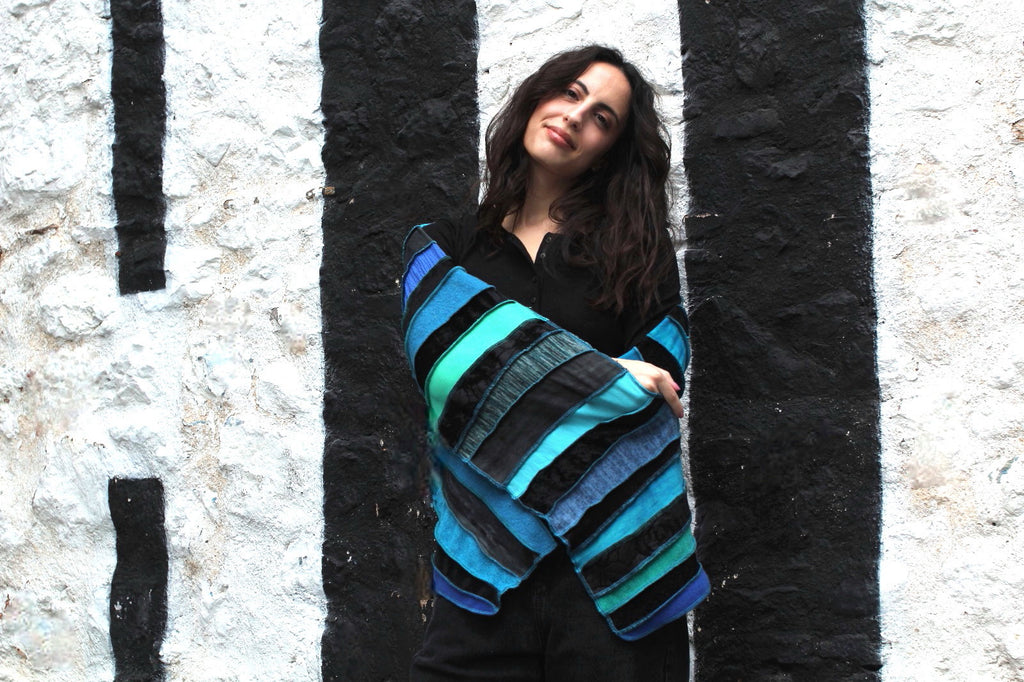 Liz & Joe - Sjaal S 425 M6 - Blauw-groen-zwart