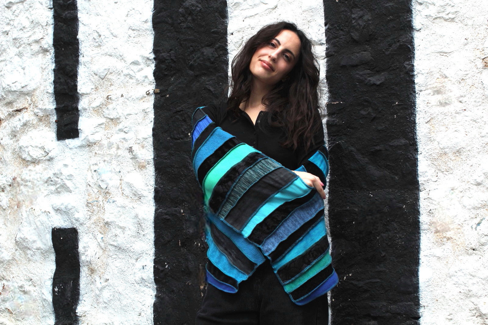 Liz & Joe - Sjaal S 425 M6 - Blauw-groen-zwart