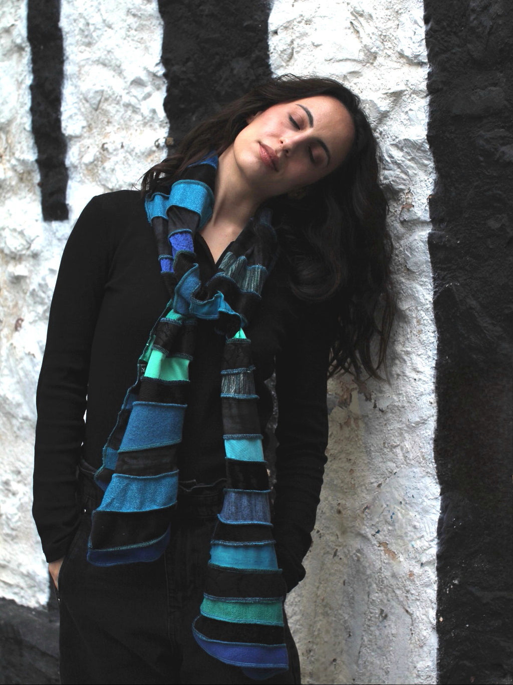 Liz & Joe - Sjaal S 425 M6 - Blauw-groen-zwart