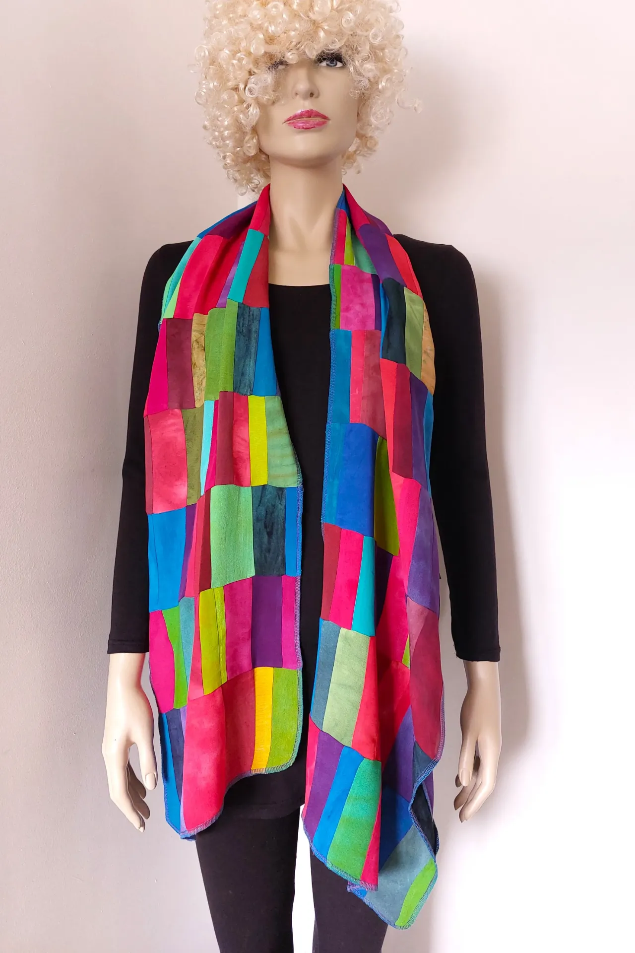 Liz & Joe - Patchwork sjaal, viscose - Regenboog