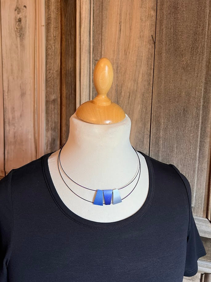 Tjonge Jonge Sieraden - Collier 3 hangers Blauwtinten