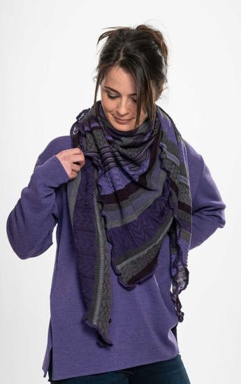 Invero Töne - Driehoekige Merino omslagdoek Kyra 100% wol  - Violet