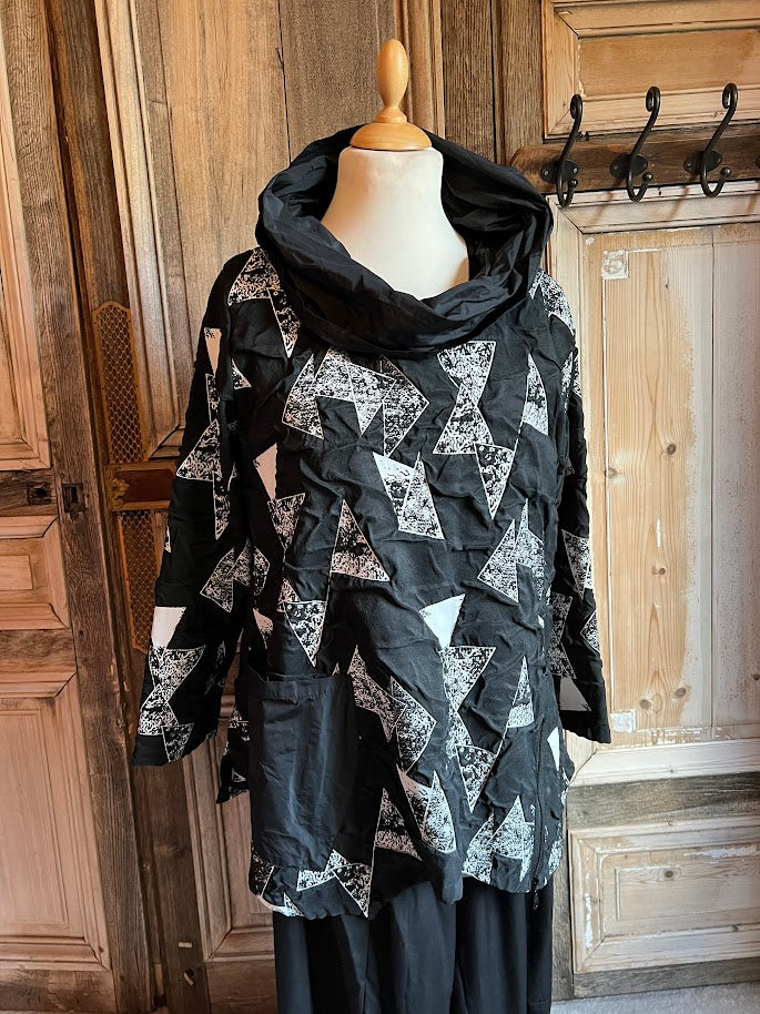 Sinne - Tuniek trui 2 verschillende stoffen - Black/white