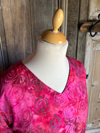 Angel Circle - Tuniek Batik KT1864T - Magenta/Rood Rozen-print